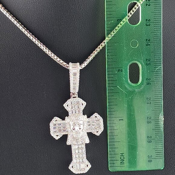 Sterling Silver 925 Cross Necklace with Jesus Face  Religious Pendant - Picture 12 of 12
